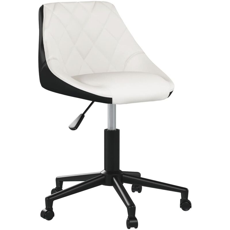 

vidaXL Silla de oficina giratoria de cuero sintético blanco y negro - Negro