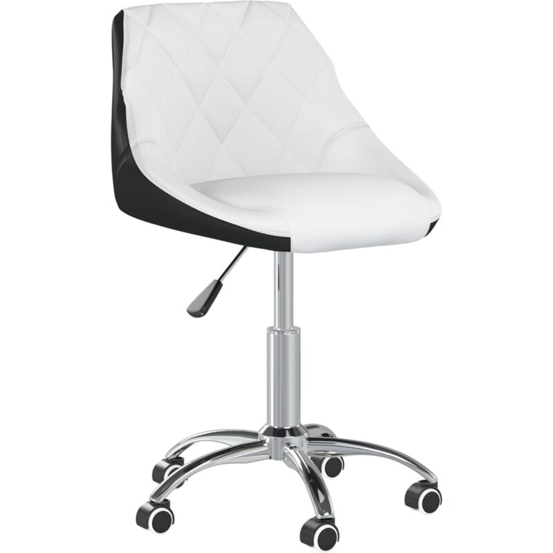 

vidaXL Silla de oficina giratoria de cuero sintético blanco y negro - Negro