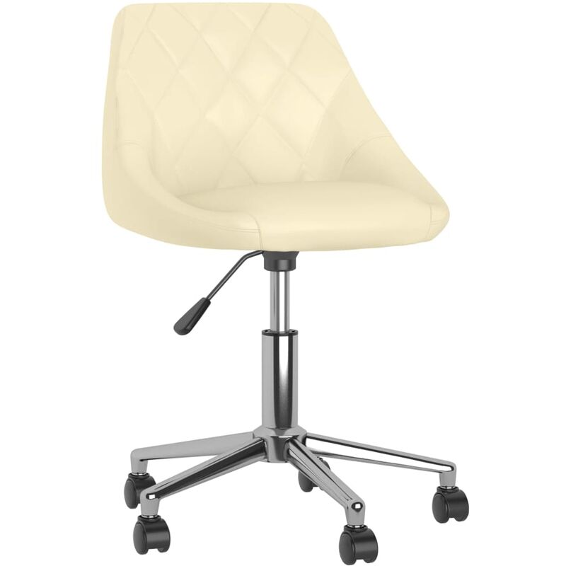 

vidaXL Silla de oficina giratoria de cuero sintético color crema - Crema