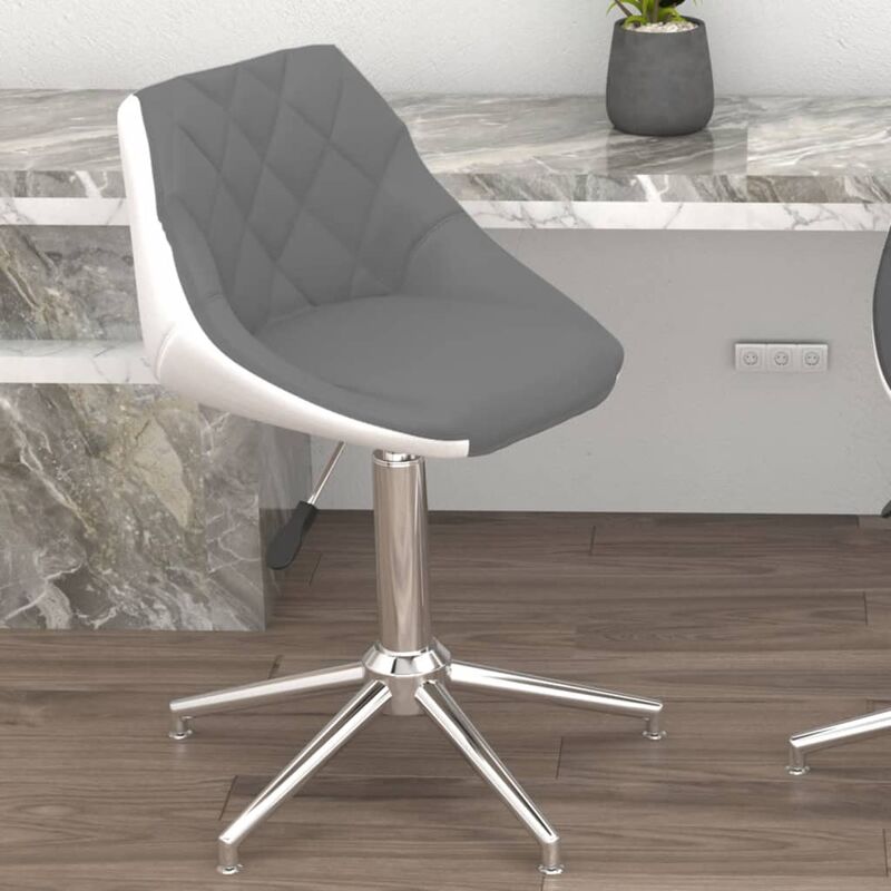 

Silla de oficina giratoria de cuero sintético gris y blanco - Gris - Vidaxl