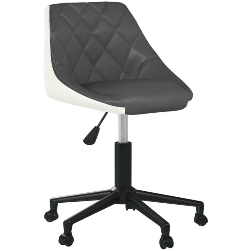 

vidaXL Silla de oficina giratoria de cuero sintético gris y blanco - Gris