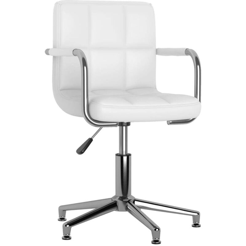

vidaXL Silla de oficina giratoria de cuero sintético blanco - Blanco