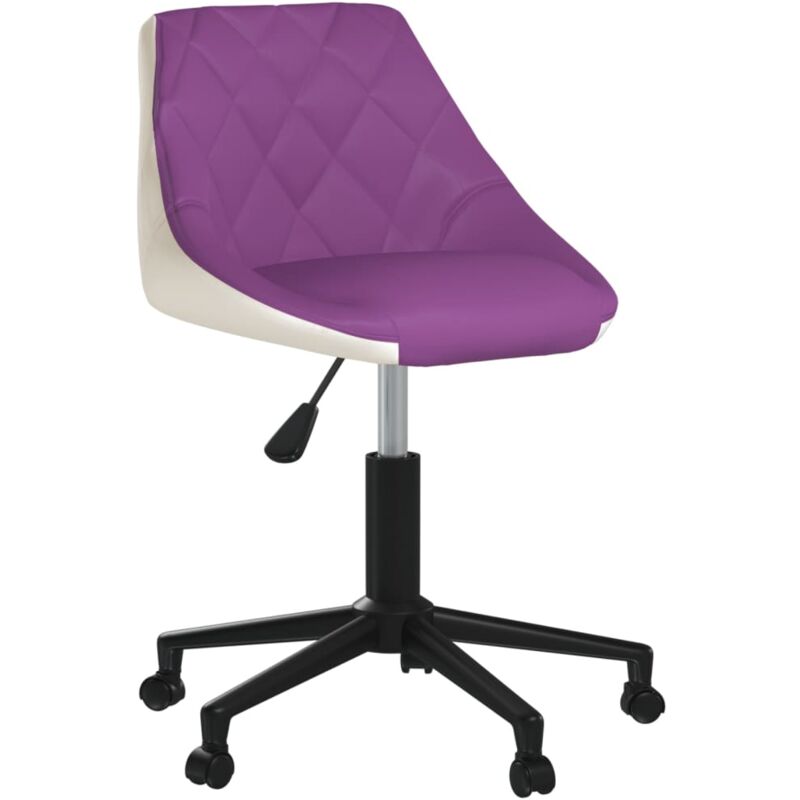 

vidaXL Silla de oficina giratoria de cuero sintético morado y blanco - Blanco