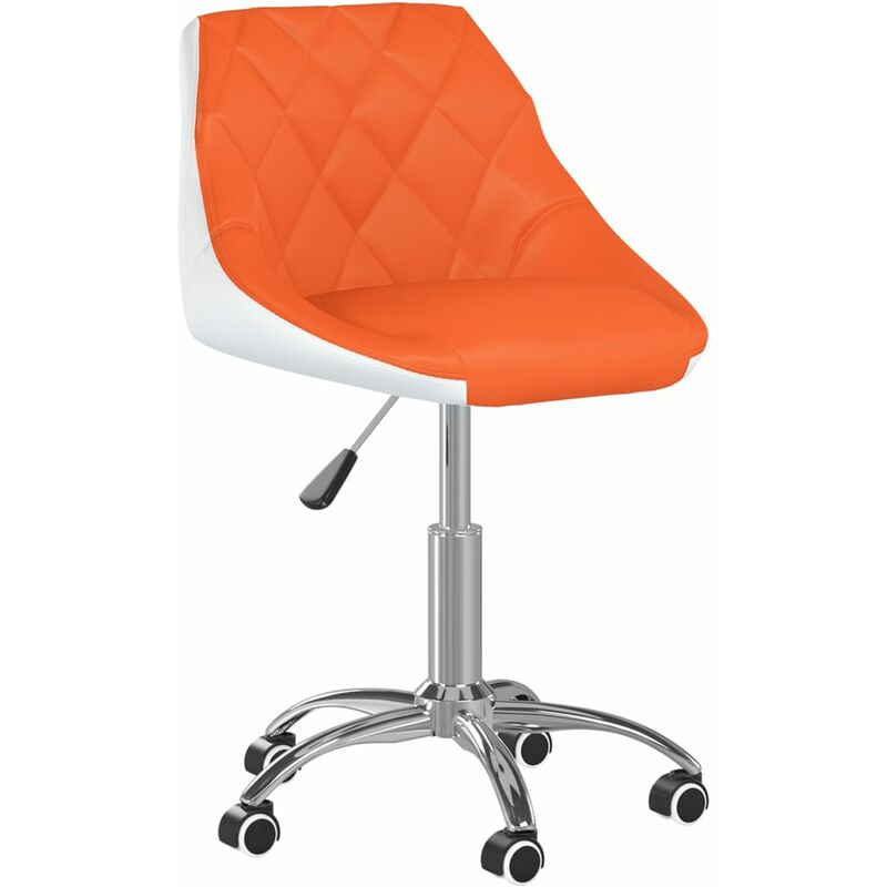 

vidaXL Silla de oficina giratoria de cuero sintético naranja y blanco - Blanco