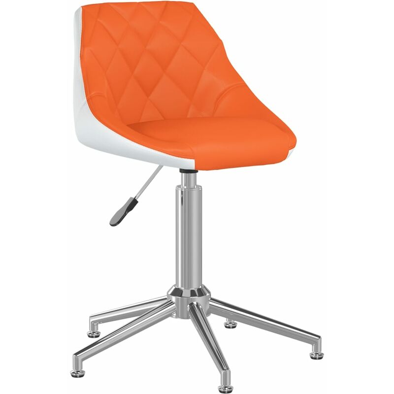 

vidaXL Silla de oficina giratoria de cuero sintético naranja y blanco - Multicolor