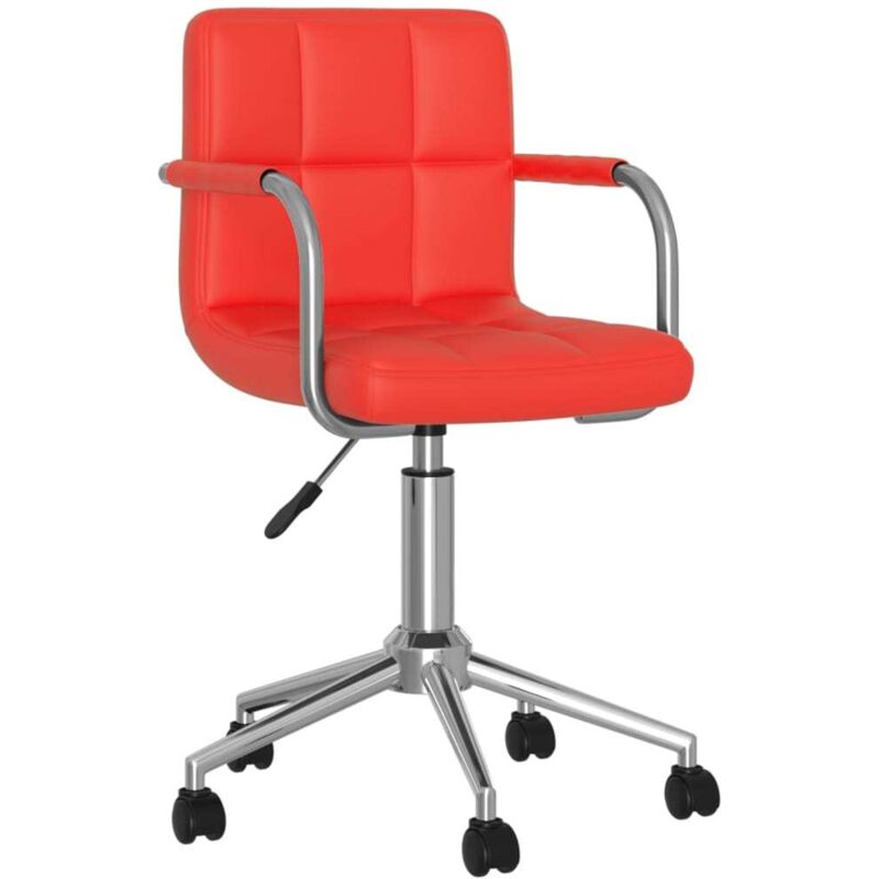 

vidaXL Silla de oficina giratoria de cuero sintético rojo - Rojo