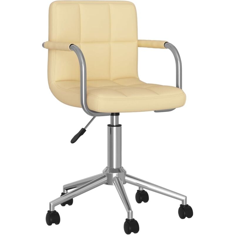 

vidaXL Silla de oficina giratoria de cuero sintético color crema - Crema