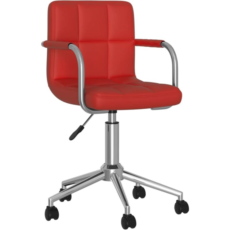 

vidaXL Silla de oficina giratoria de cuero sintético rojo vino tinto - Rojo