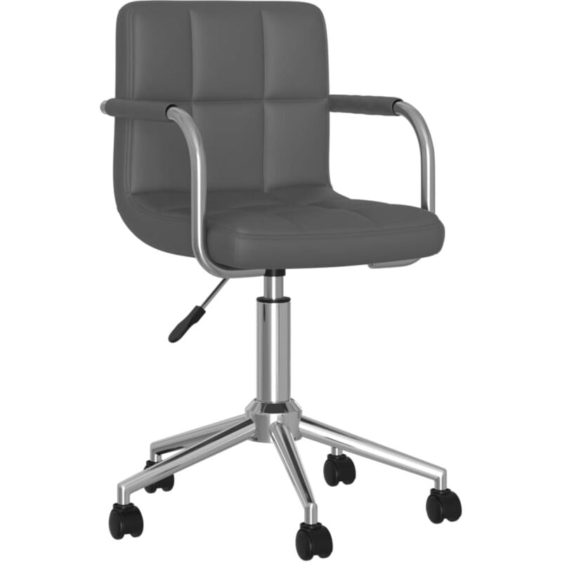

vidaXL Silla de oficina giratoria de cuero sintético gris - Gris