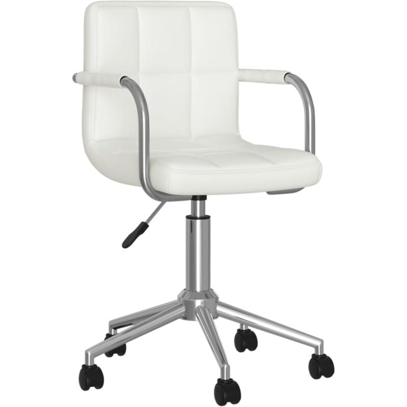 

vidaXL Silla de oficina giratoria de cuero sintético blanco - Blanco