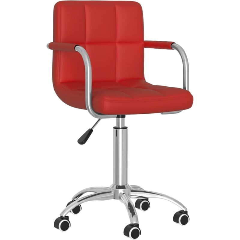 

vidaXL Silla de oficina giratoria de cuero sintético rojo vino tinto - Rojo