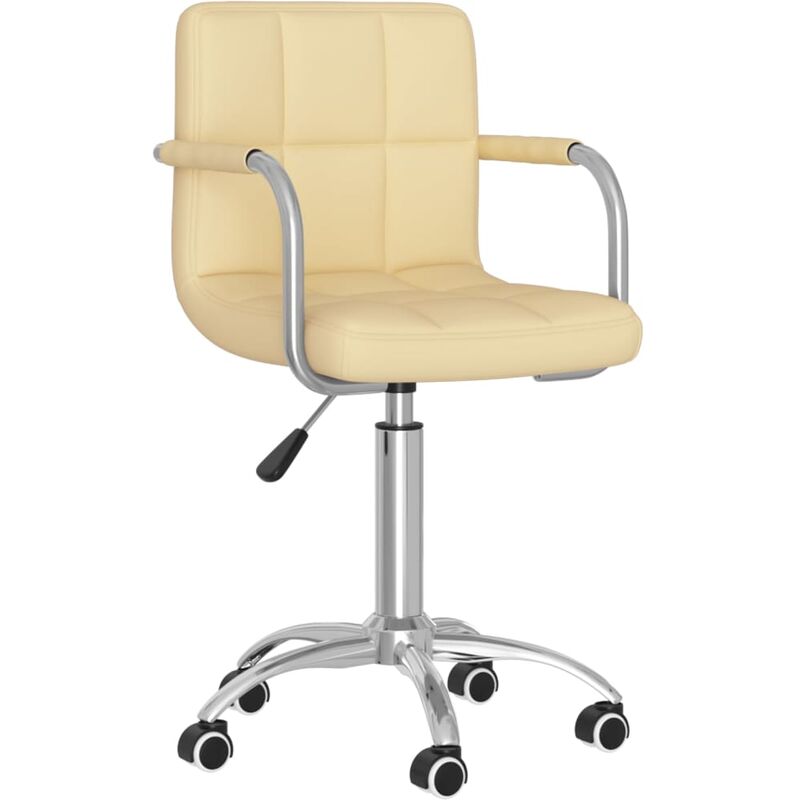 

vidaXL Silla de oficina giratoria de cuero sintético color crema - Crema