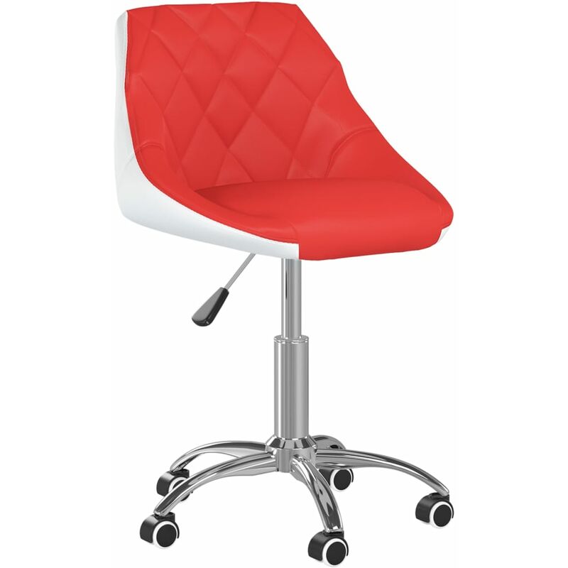 

vidaXL Silla de oficina giratoria de cuero sintético rojo y blanco - Blanco