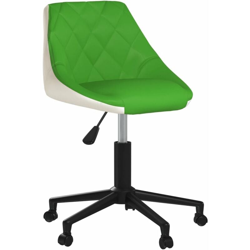 

vidaXL Silla de oficina giratoria de cuero sintético verde y blanco - Verde