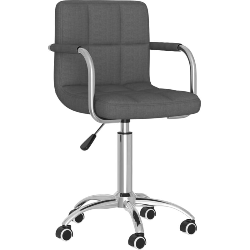

vidaXL Silla de oficina giratoria de tela gris oscuro - Gris