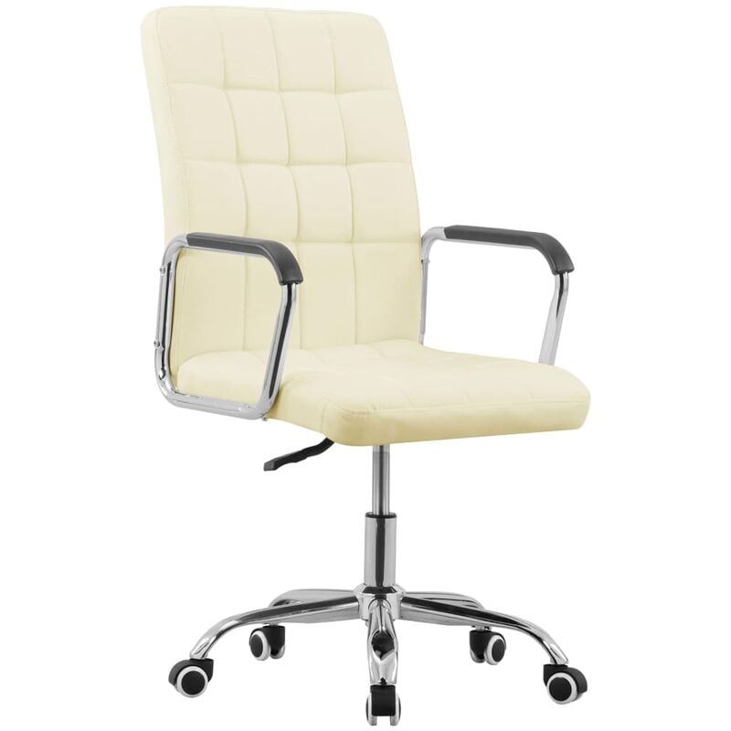 

vidaXL Silla de oficina giratoria de tela color crema - Crema