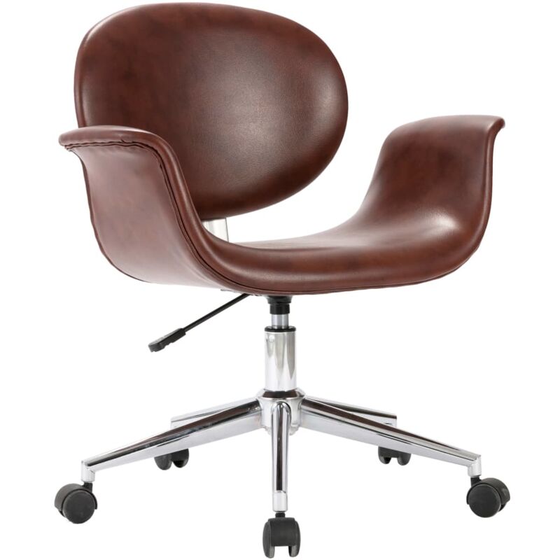 

vidaXL Silla de Oficina Giratoria de Cuero Sintético Marrón - Marrón