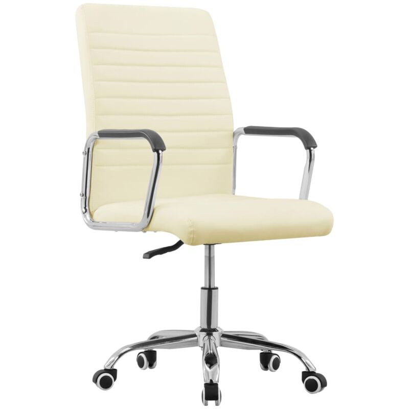 

vidaXL Silla de oficina giratoria de tela color crema - Crema