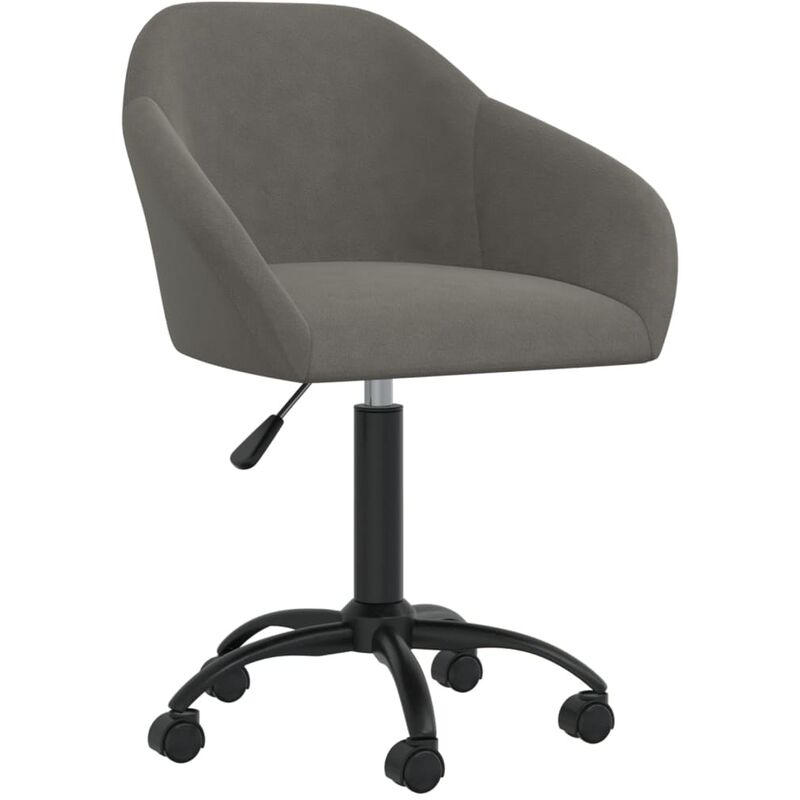 

vidaXL Silla de oficina giratoria de terciopelo gris oscuro - Gris