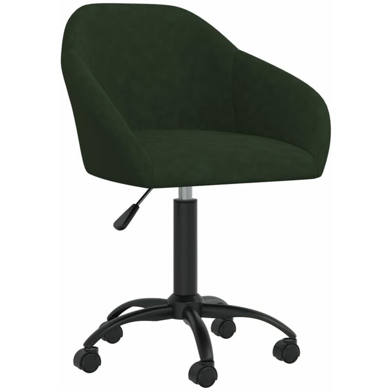 

Silla de oficina giratoria de terciopelo verde oscuro - Verde - Vidaxl