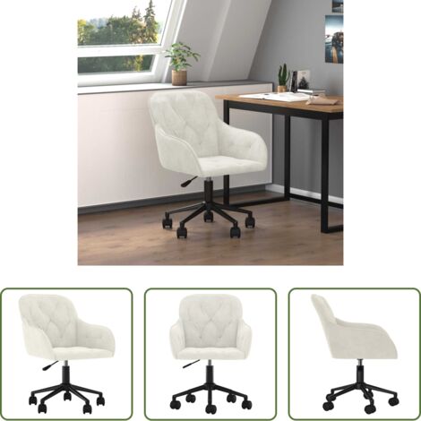 vidaXL Silla de oficina giratoria -  Silla de oficina giratoria de terciopelo color crema
