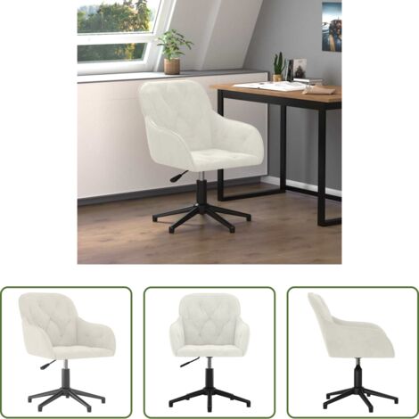 vidaXL Silla de oficina giratoria -  Silla de oficina giratoria de terciopelo color crema