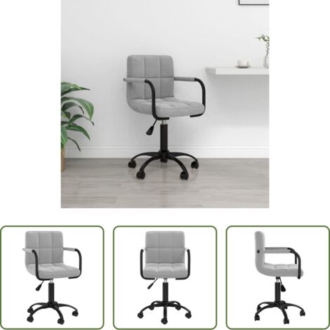 vidaXL Silla de oficina giratoria -  Silla de oficina giratoria de terciopelo gris claro