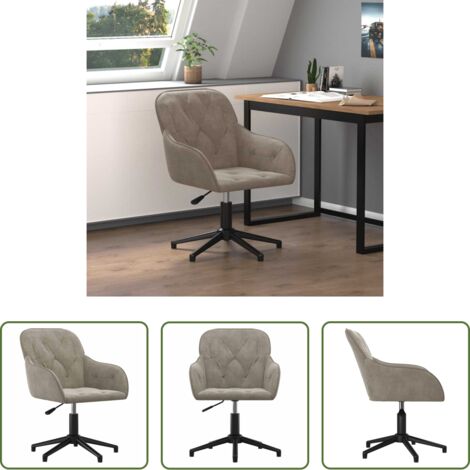 vidaXL Silla de oficina giratoria -  Silla de oficina giratoria de terciopelo gris claro