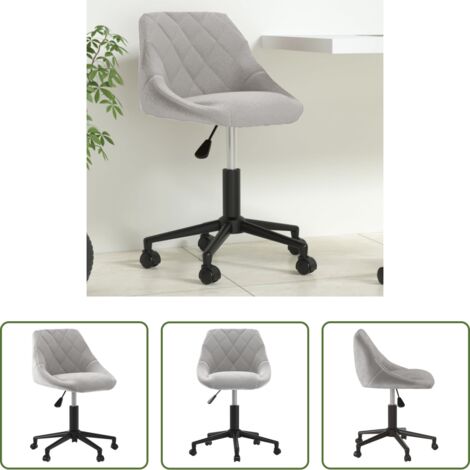 vidaXL Silla de oficina giratoria -  Silla de oficina giratoria de terciopelo gris claro