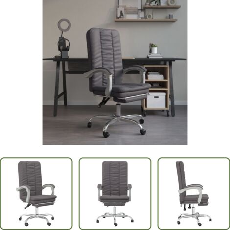 vidaXL Silla de oficina gris -  Silla de oficina reclinable cuero sintético gris
