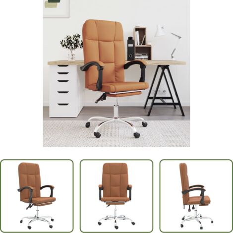 vidaXL Silla de oficina moderna -  Silla de oficina reclinable cuero sintético marrón