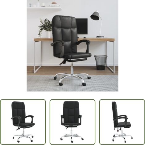 vidaXL Silla de oficina moderna -  Silla de oficina reclinable cuero sintético negro