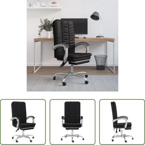 vidaXL Silla de oficina moderna -  Silla de oficina reclinable cuero sintético negro