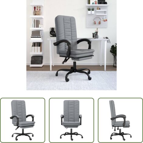 vidaXL Silla de oficina moderna -  Silla de oficina reclinable de tela gris claro