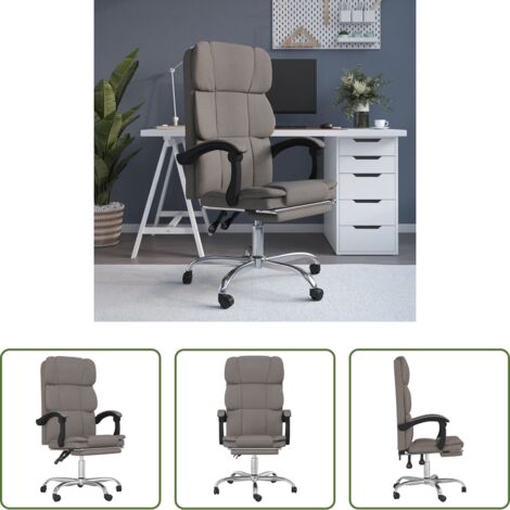 vidaXL Silla de oficina moderna -  Silla de oficina reclinable de tela gris taupé