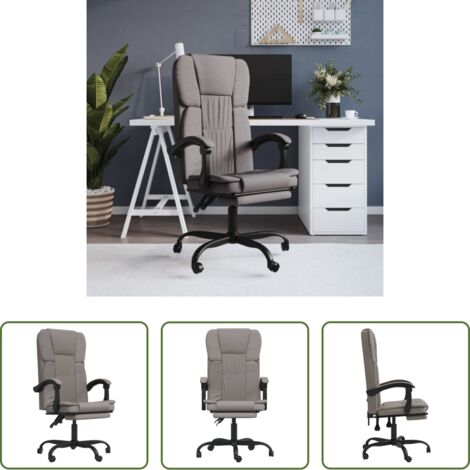 vidaXL Silla de oficina moderna -  Silla de oficina reclinable de tela gris taupé