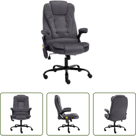 vidaXL Silla de oficina reclinable -  Silla de oficina de masaje terciopelo gris oscuro