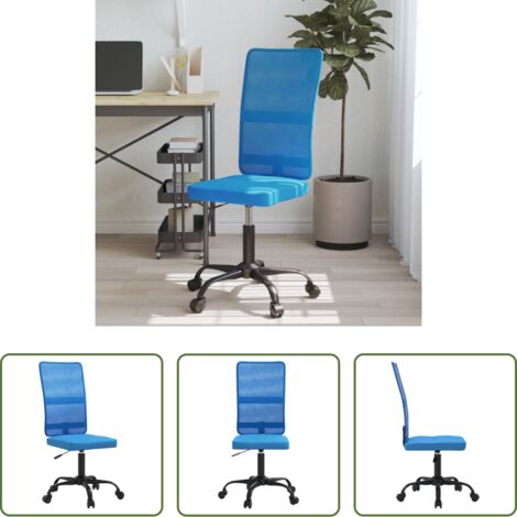 vidaXL Silla de oficina regulable -  Silla de oficina regulable en altura tela de malla azul