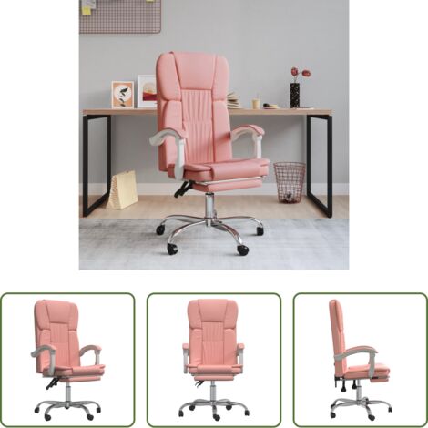 vidaXL Silla de oficina rosa -  Silla de oficina reclinable cuero sintético rosa