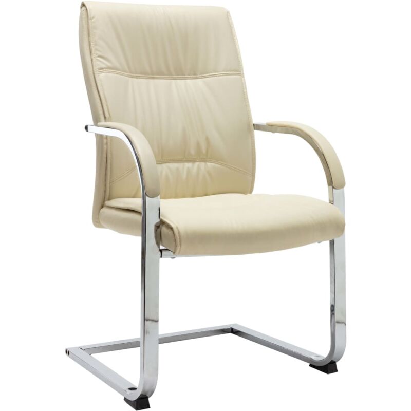 

vidaXL Silla de Oficina Voladiza de Cuero Sintético Crema - Crema