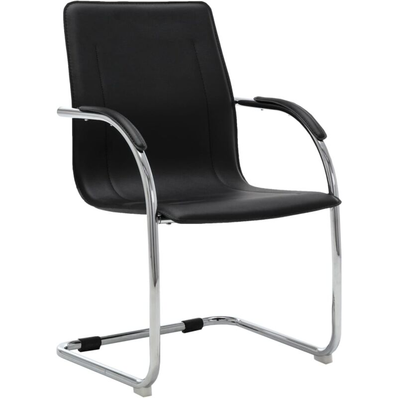 

vidaXL Silla de Oficina Voladiza de Cuero Sintético Negra - Negro