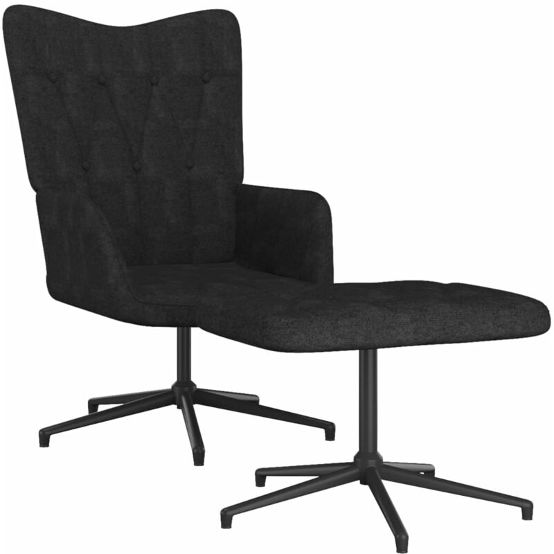 

Silla de relajación de tels con reposapiés tela negro - Negro - Vidaxl