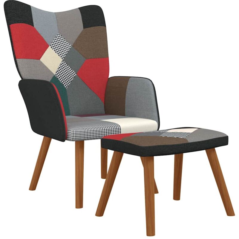 

Silla de relajación con reposapiés tela patchwork - Multicolor - Vidaxl