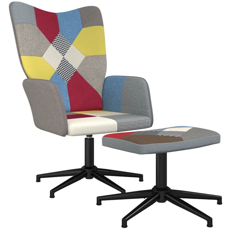 

vidaXL Silla de relajación de tela patchwork con reposapiés - Multicolor