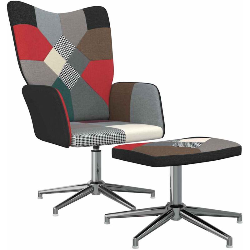 

Silla de relajación con reposapiés tela patchwork - Multicolor - Vidaxl