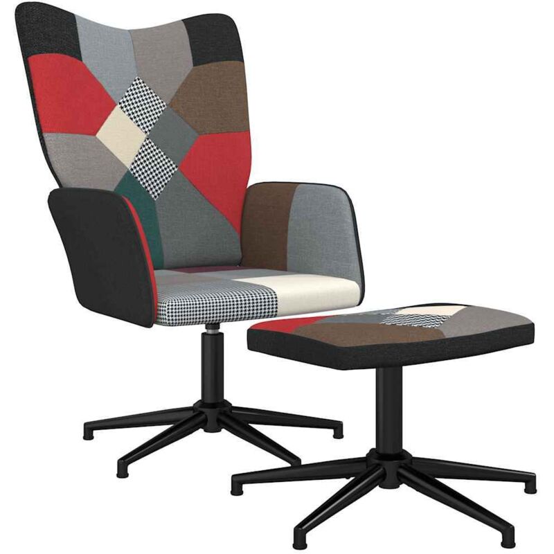 

Silla de relajación con reposapiés tela patchwork - Multicolor - Vidaxl
