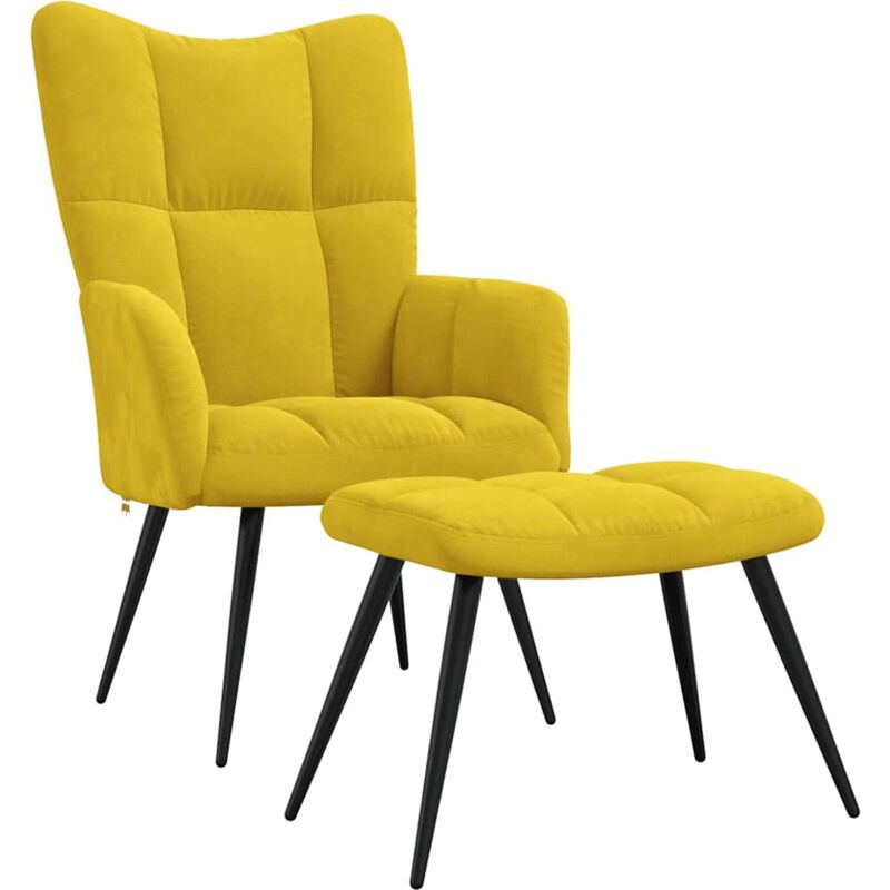 

Silla de relajación con reposapiés terciopelo amarillo mostaza - Amarillo - Vidaxl