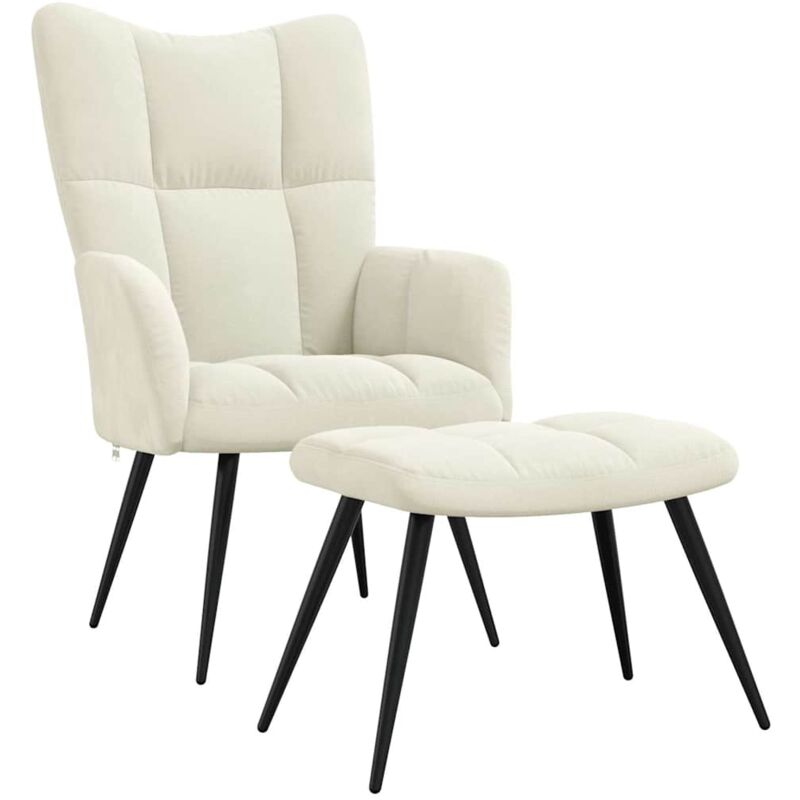 

Silla de relajación con reposapiés terciopelo blanco crema - Crema - Vidaxl