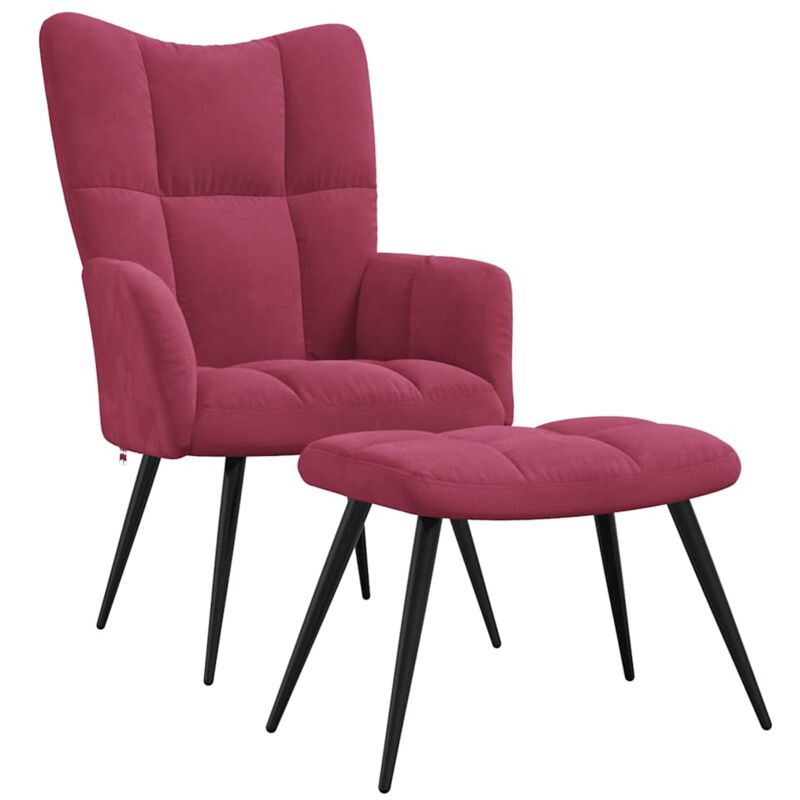 

Silla de relajación con reposapiés terciopelo rojo tinto - Rojo - Vidaxl