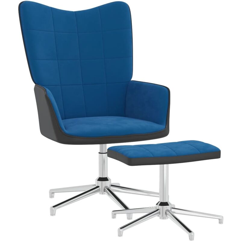 

Silla de relajación con reposapiés terciopelo y PVC azul - Azul - Vidaxl